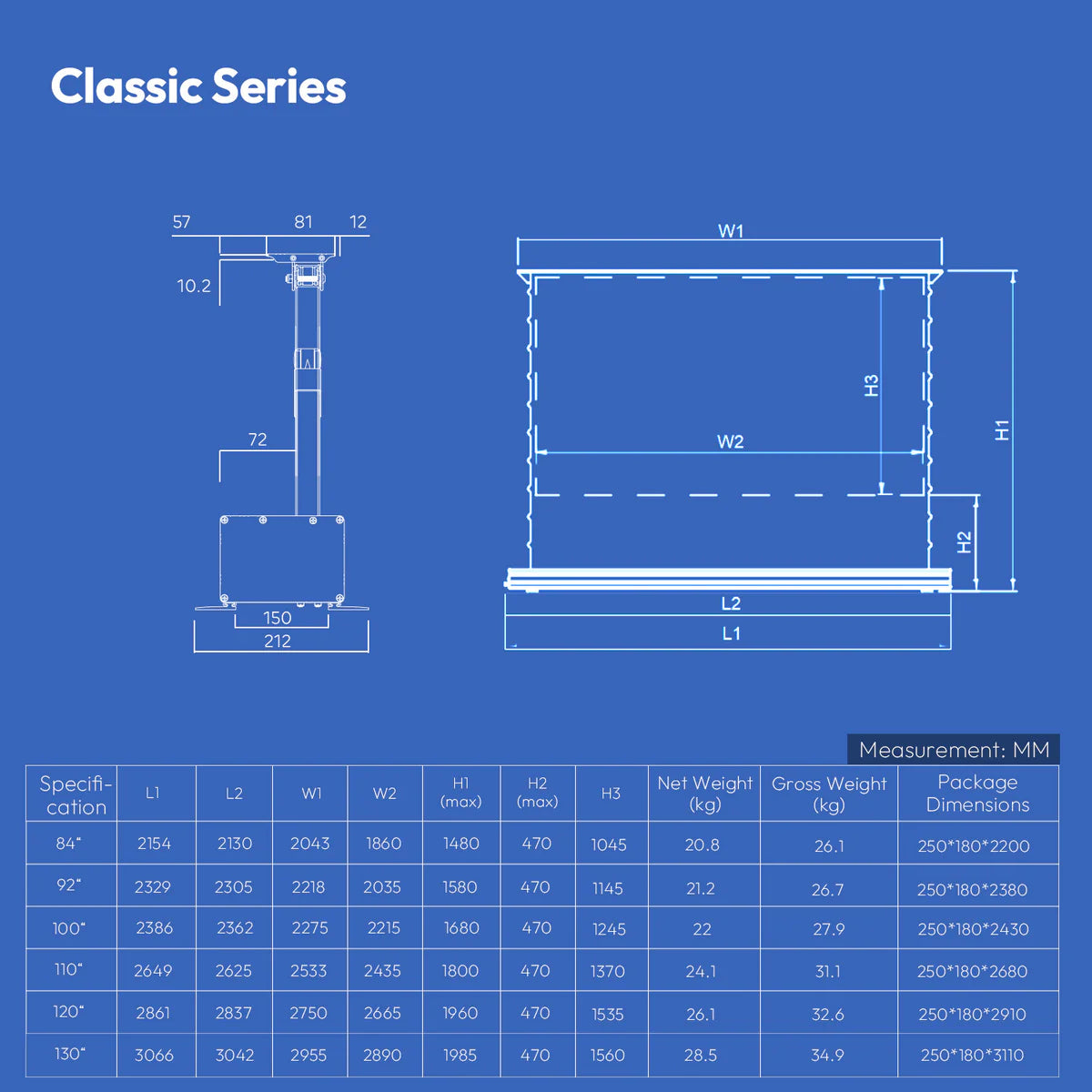 Classic CLR Floor Rising Screen | SounDemo