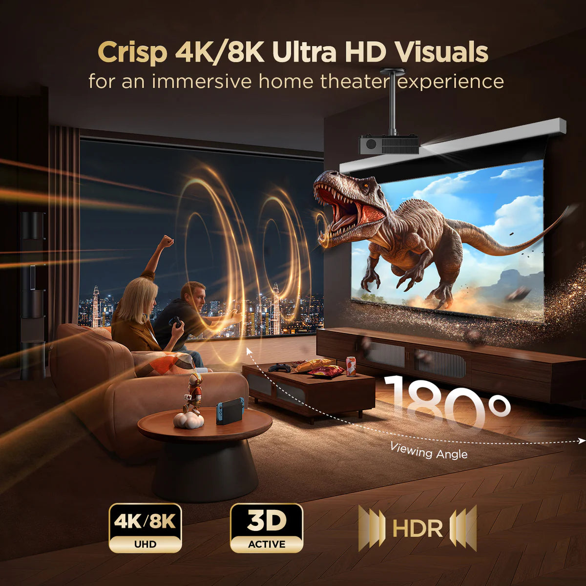 Motorized CLR Drop Down Ultra Short Throw Screen Lenticular | SounDemo