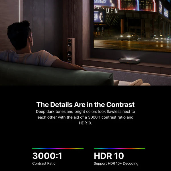 Projektor 4K Formovie Cinema Edge UST Laser - Google TV, Netflix | SounDemo