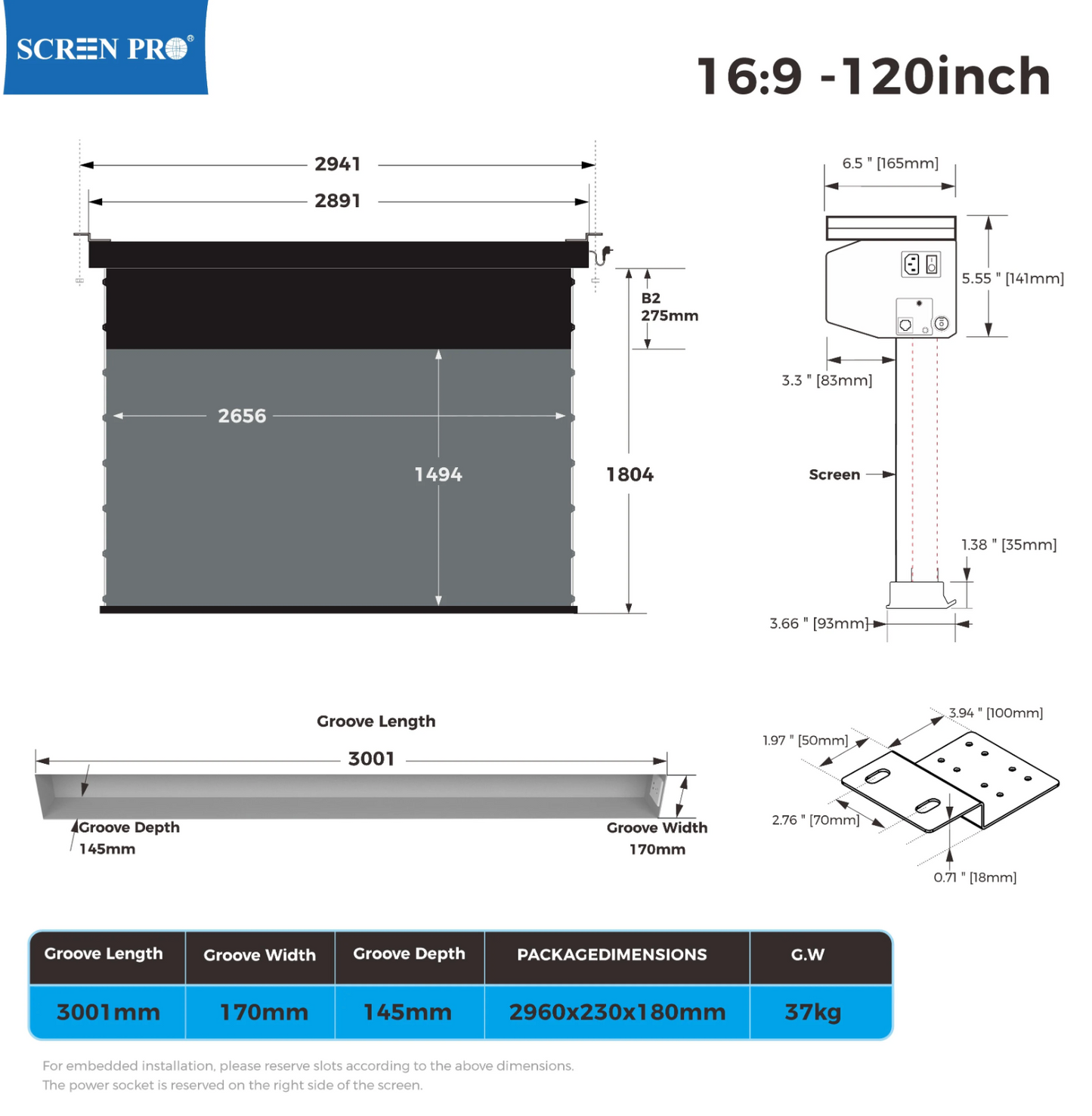 ZeroWave AW ekran ALR — montaż sufitowy odwrócony | SounDemo