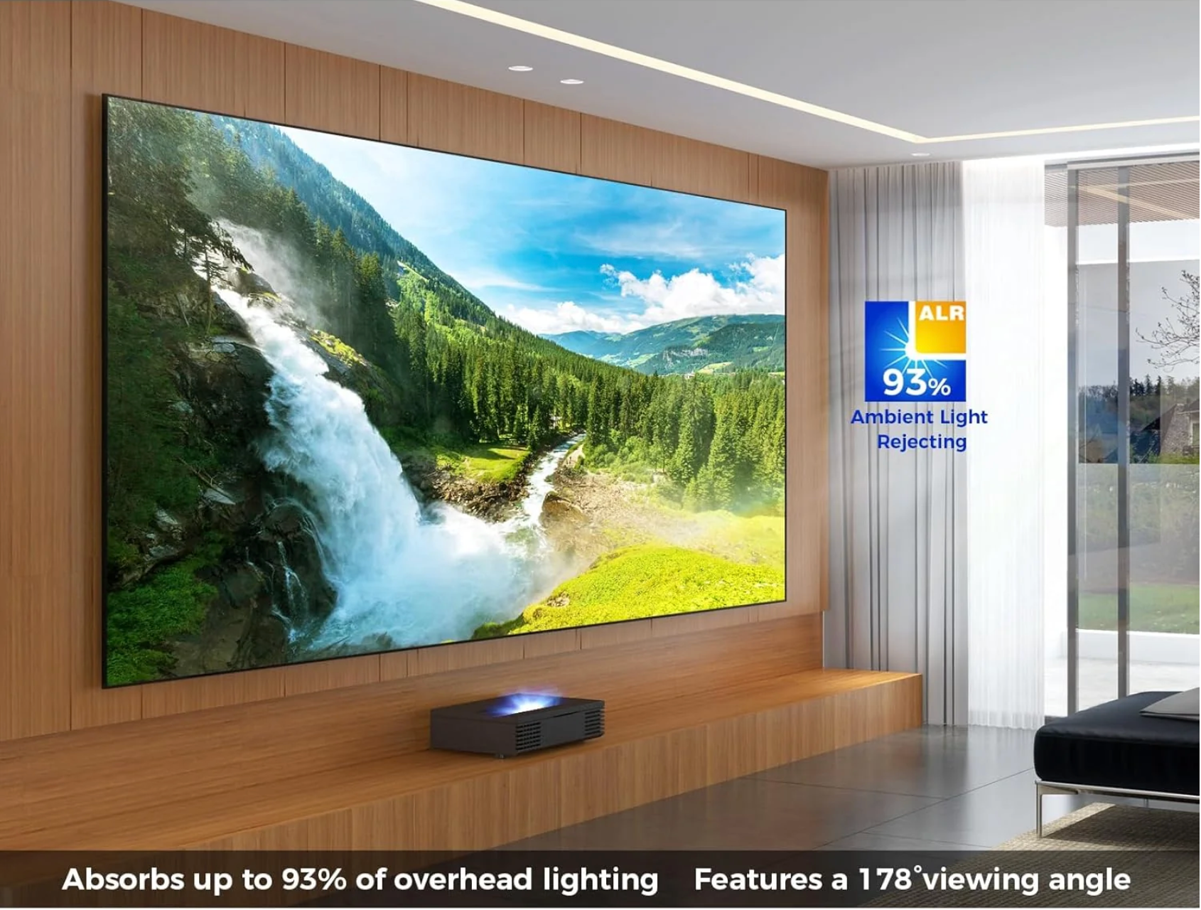 Ekran AZ stała rama — T-Prism ALR 80% odrzucanie światła, widok frontowy | SounDemo