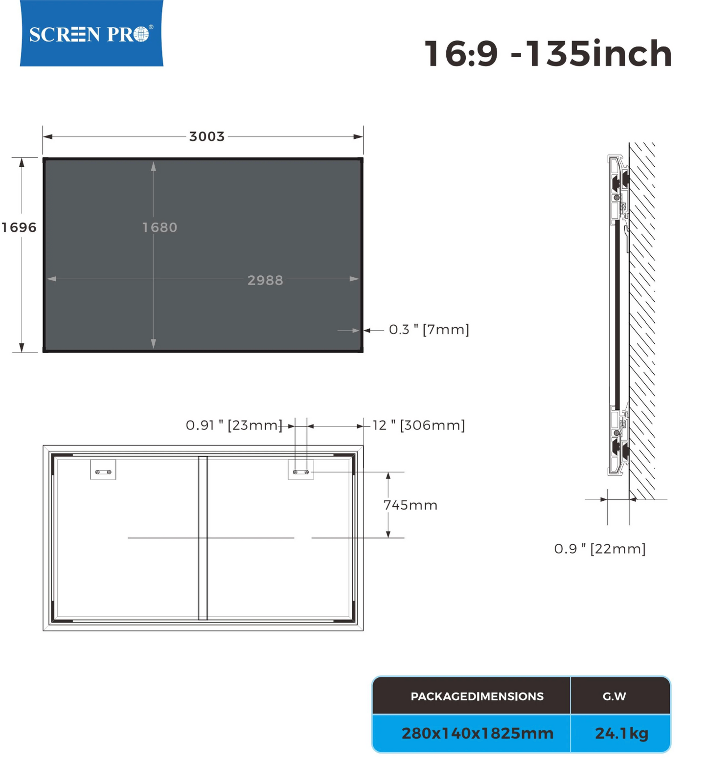 3C Series Fixed Frame — montaż ścienny, dedykowana sala kinowa | SounDemo