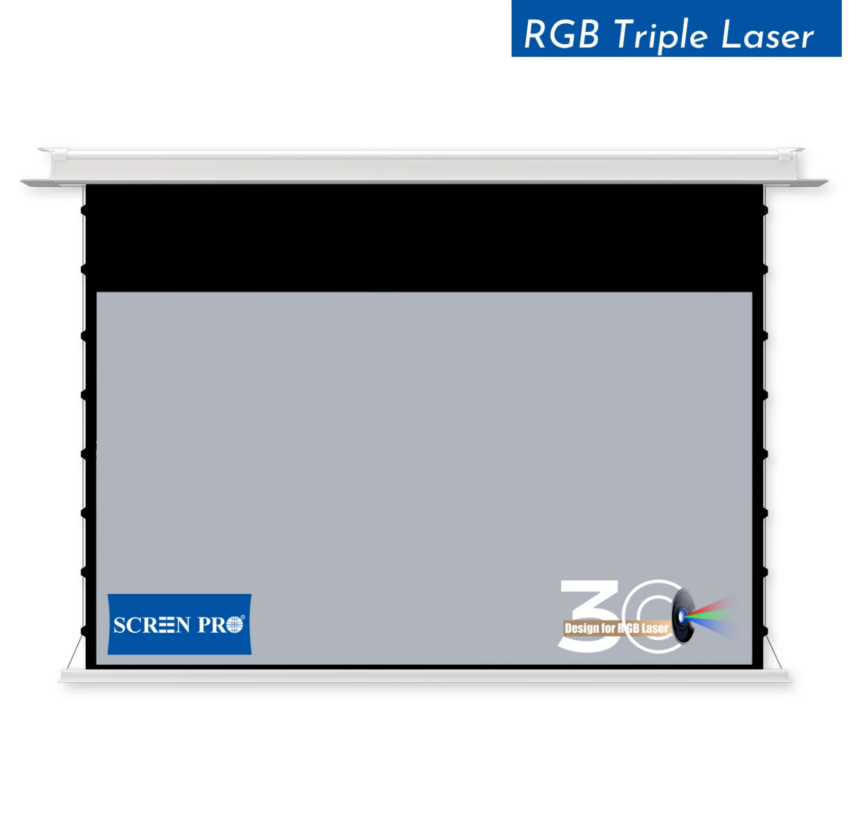 3C Series Ceiling Recessed Anti-Speckle Screen — ekran sufitowy triple laser widok frontowy | SounDemo