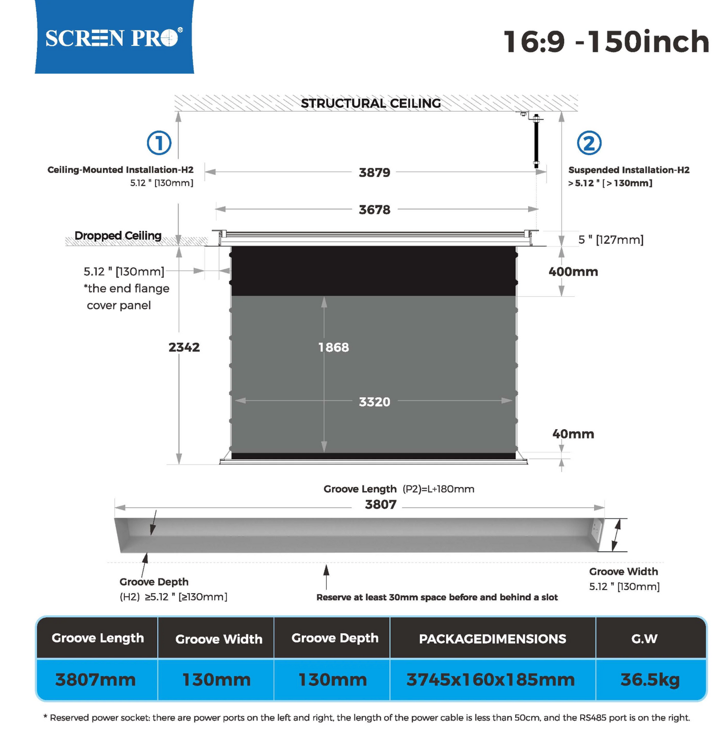 Ekran TI sufitowy 8K Ready — kinowe środowisko w salonie lub sali konferencyjnej | SounDemo