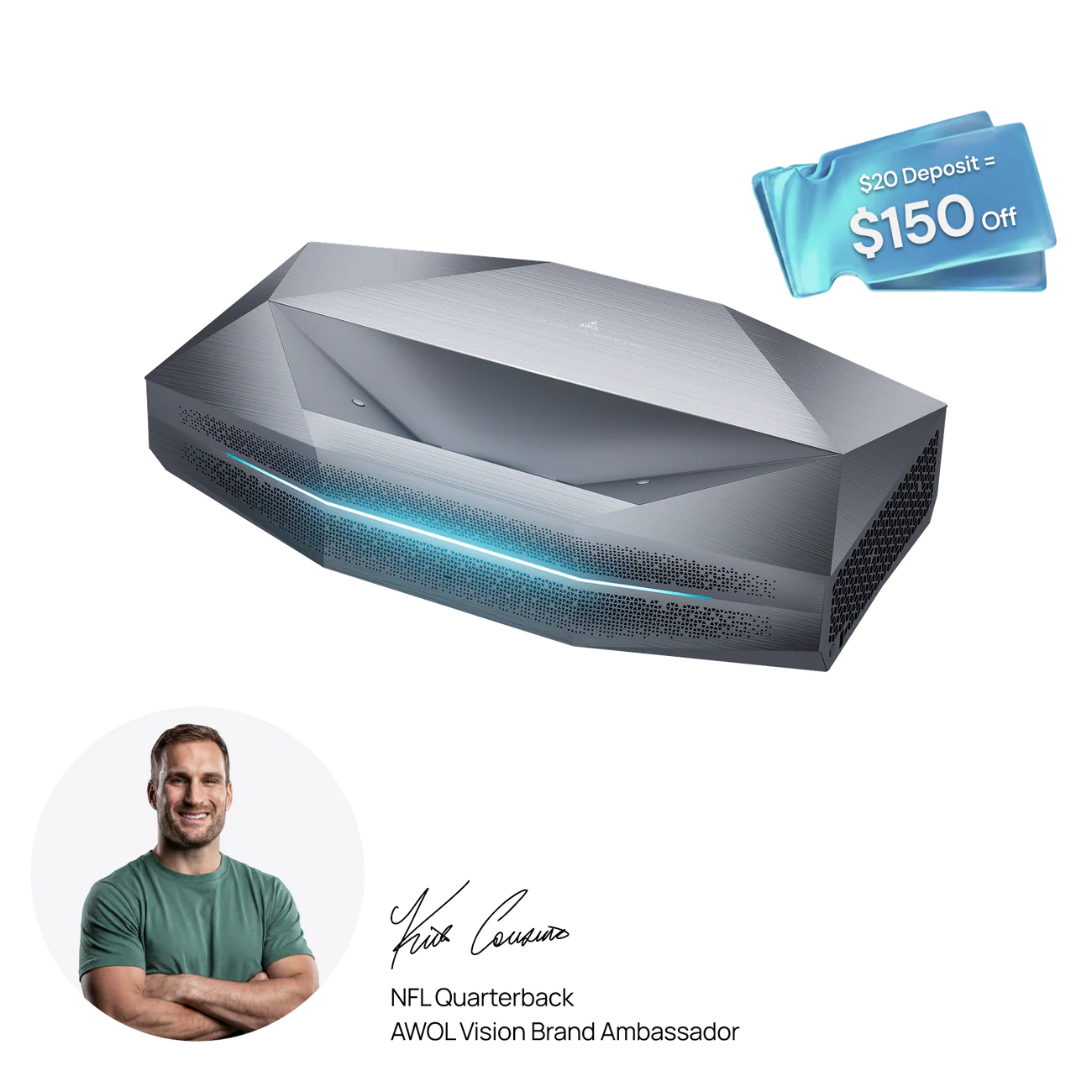 Aetherion Max RGB Laser UST Projector — AWOL Vision flagowy projektor laserowy widok frontowy | SounDemo