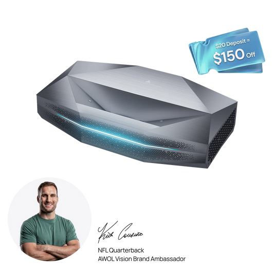 Aetherion Max RGB Laser UST Projector — AWOL Vision flagowy projektor laserowy widok frontowy | SounDemo